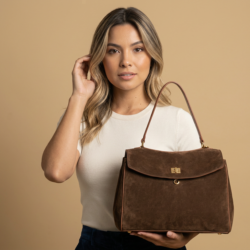 Shoulder Bag Women Suede Leather Work Handbag