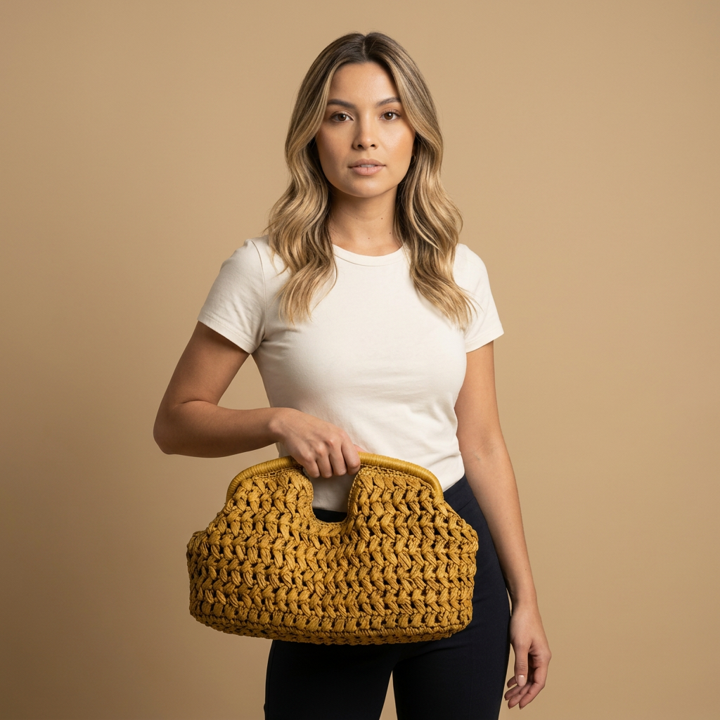 Hobo Bag Woven Straw Design