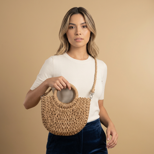 Crossbody Bag Woven Rattan Straw