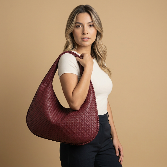 Hobo Bag Women Woven Leather Oversized Handbag