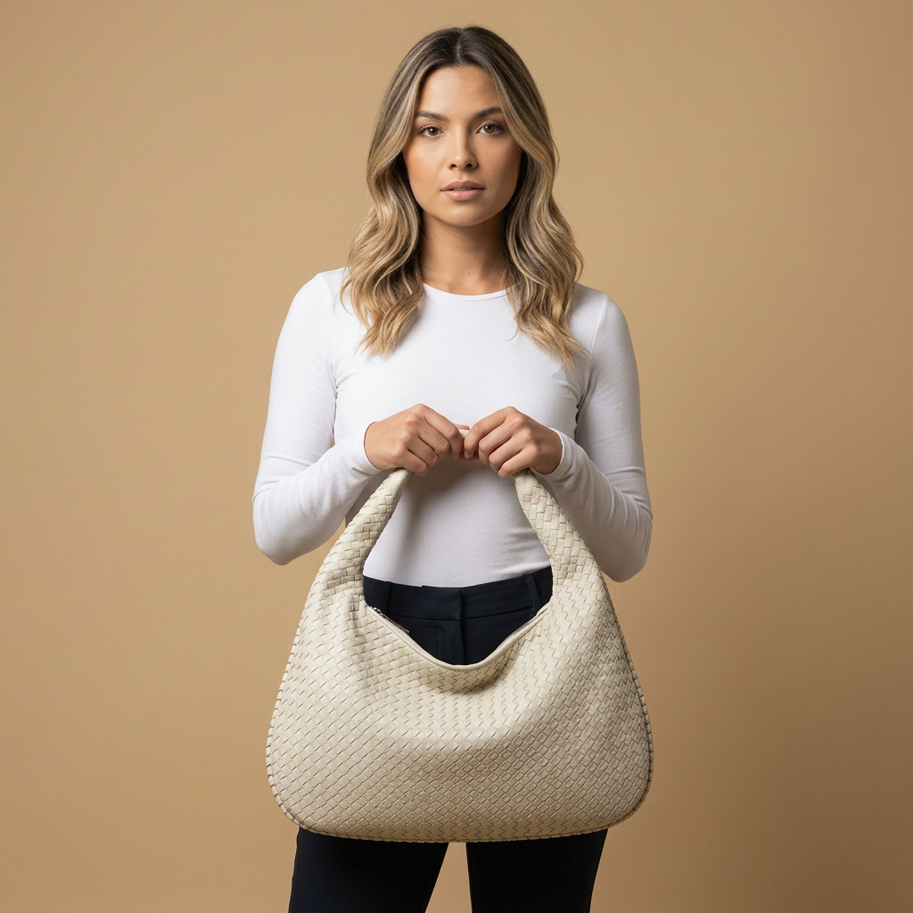 Hobo Bag Women Woven Leather Oversized Handbag