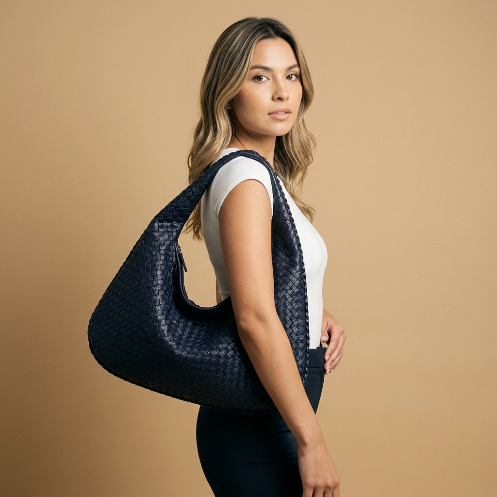 Hobo Bag Women Woven Leather Oversized Handbag