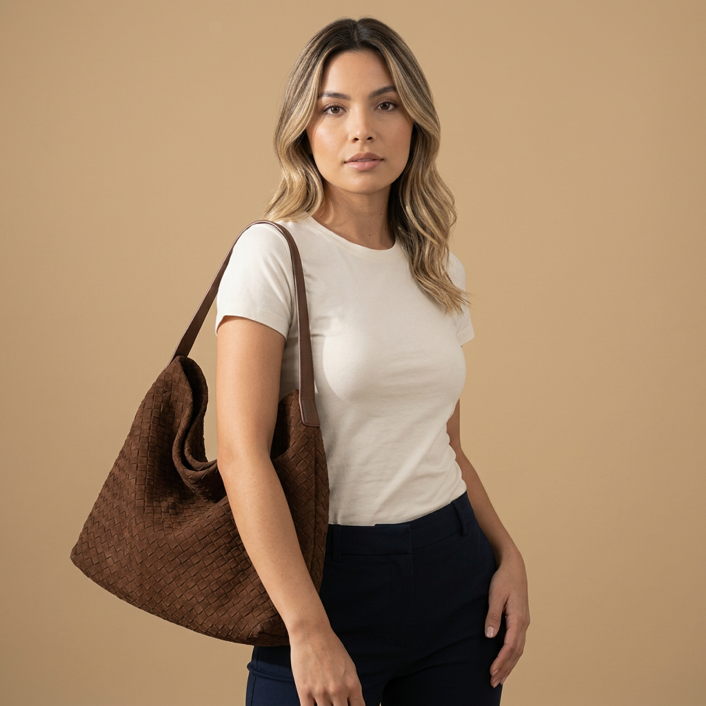 Hobo Bag Woven Suede Texture