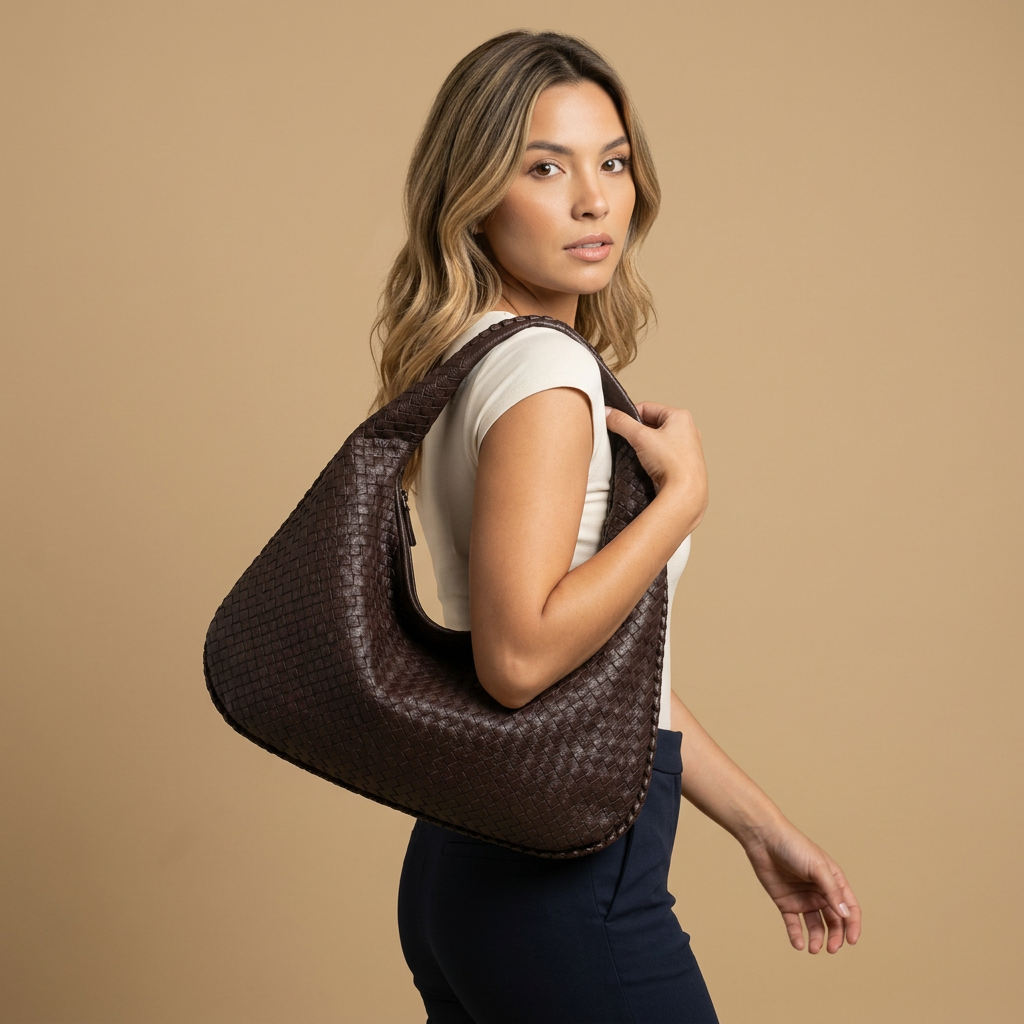 Hobo Bag Women Woven Leather Oversized Handbag