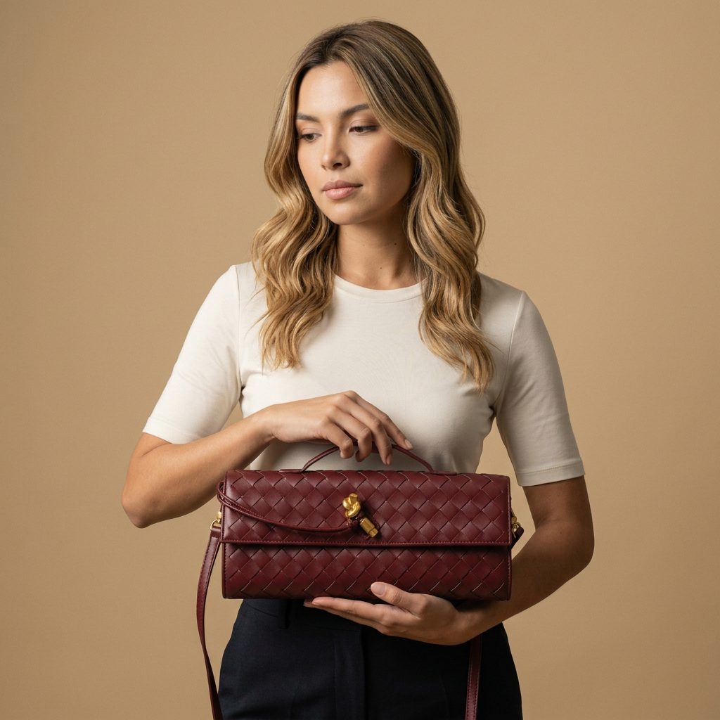 Crossbody Bag Woven Leather Clutch Handbag