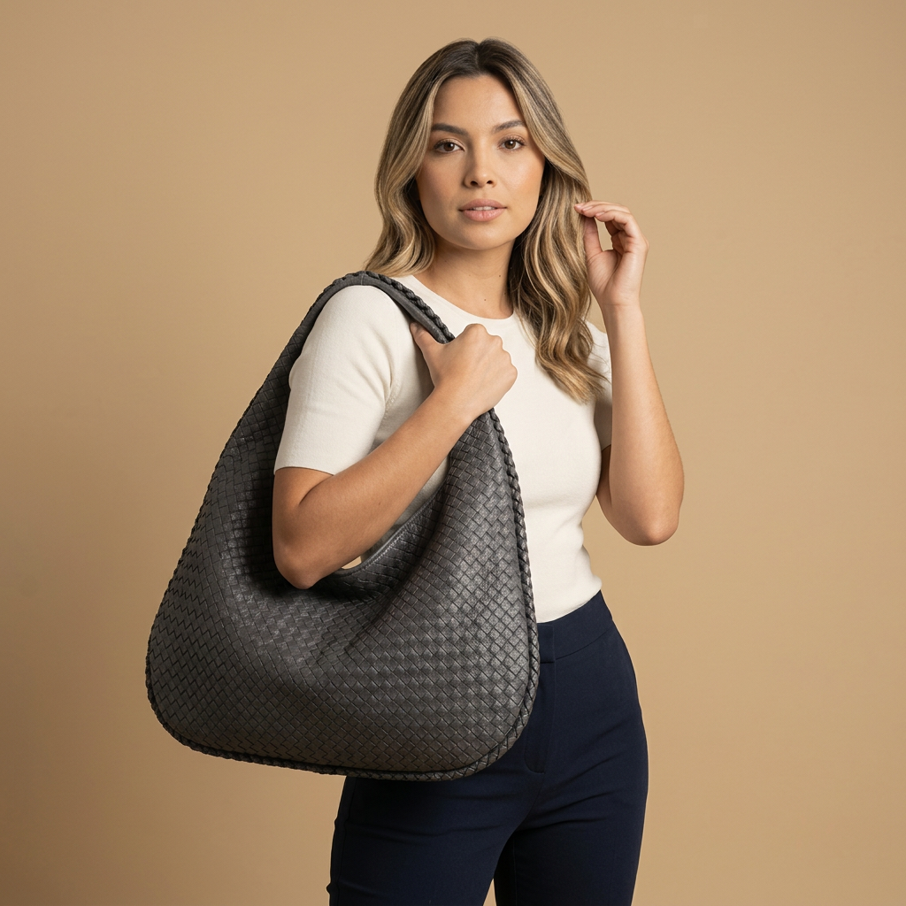 Hobo Bag Women Woven Leather Oversized Handbag