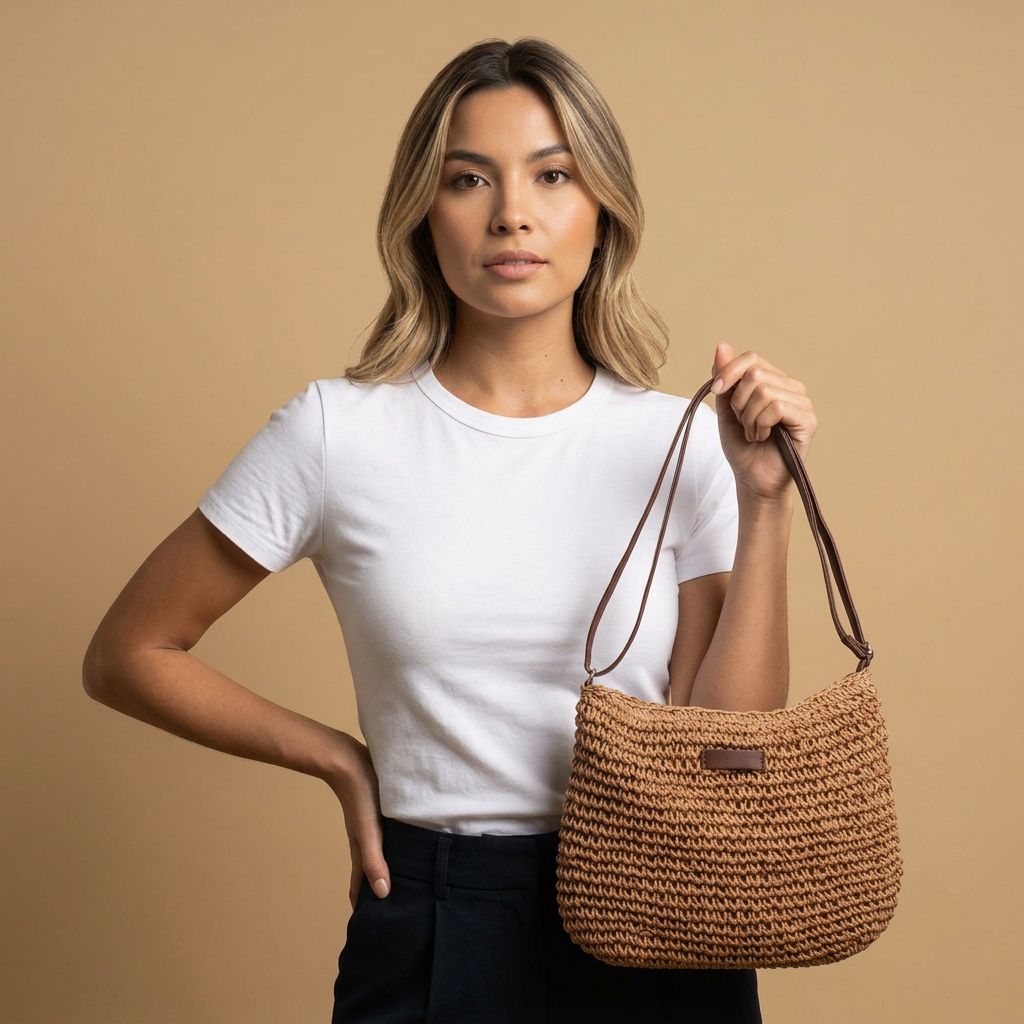Shoulder Bag Women Woven Straw Crossbody Handbag