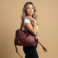 Tote Bag Women Studded Leather Tassel Handbag