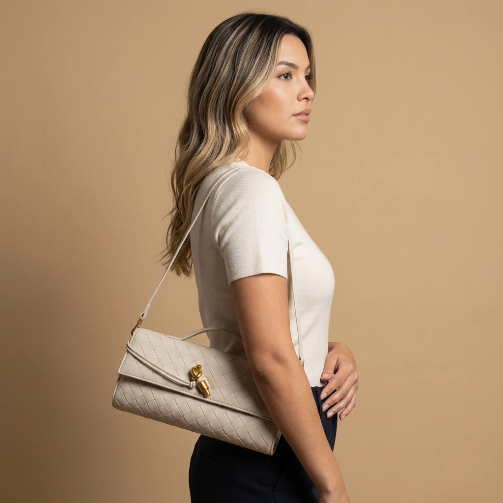 Crossbody Bag Woven Leather Clutch Handbag
