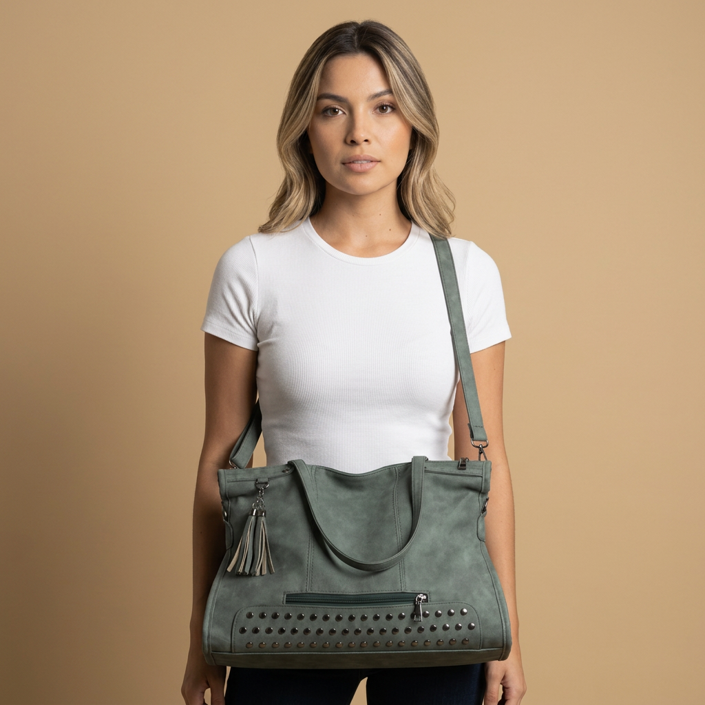 Tote Bag Women Large Studded Suede Work Bag