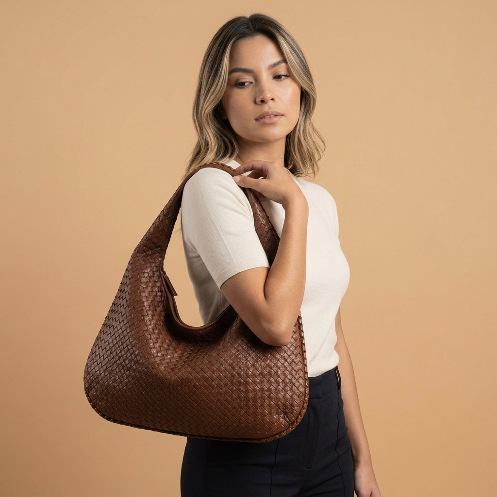 Hobo Bag Women Woven Leather Oversized Handbag