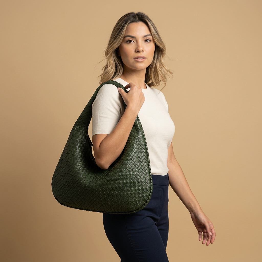 Hobo Bag Women Woven Leather Oversized Handbag