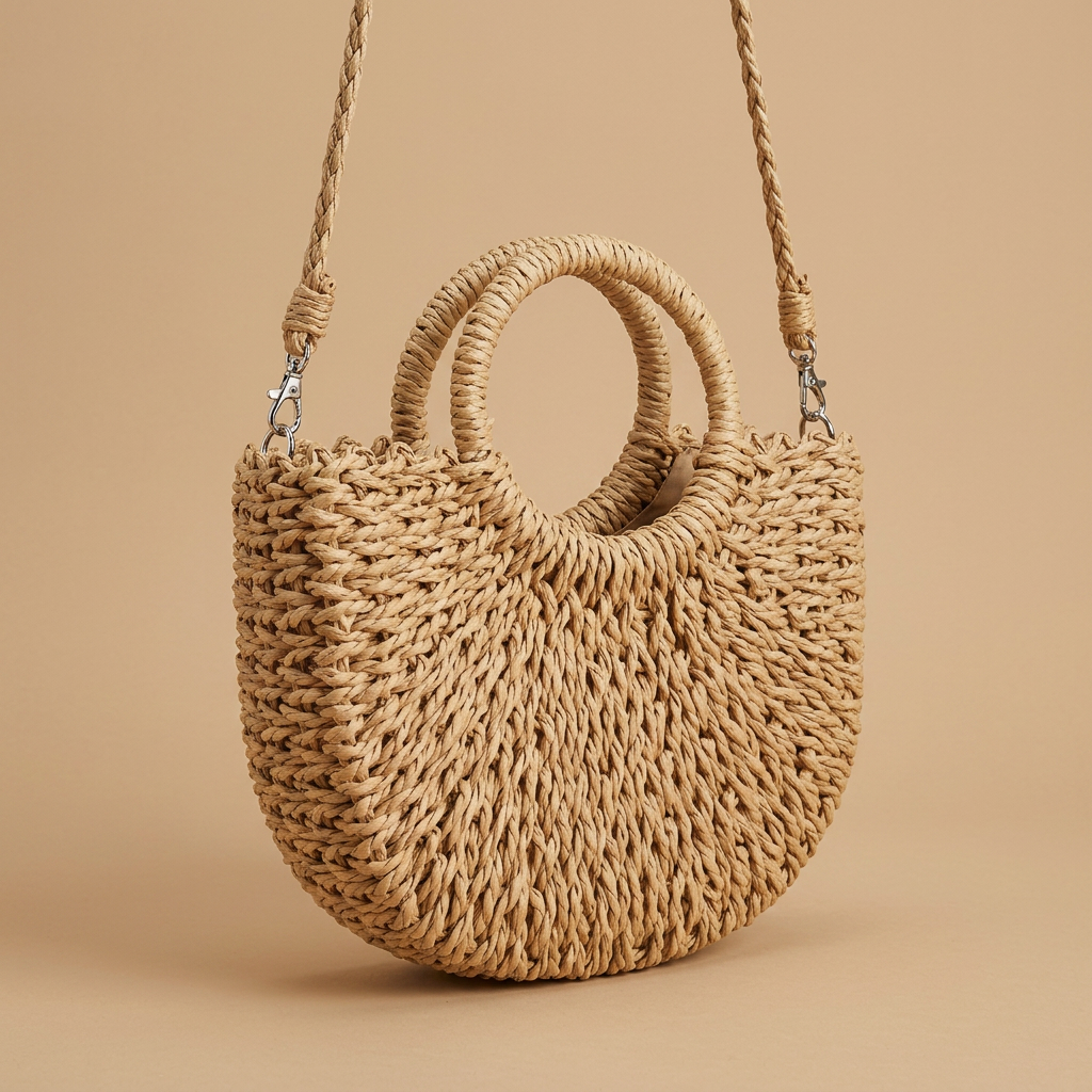 Crossbody Bag Woven Rattan Straw