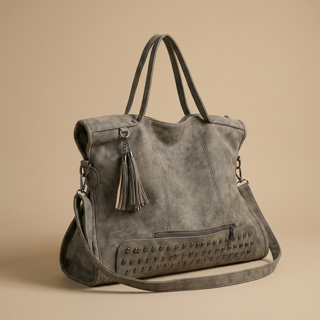 Tote Bag Women Large Studded Suede Work Bag