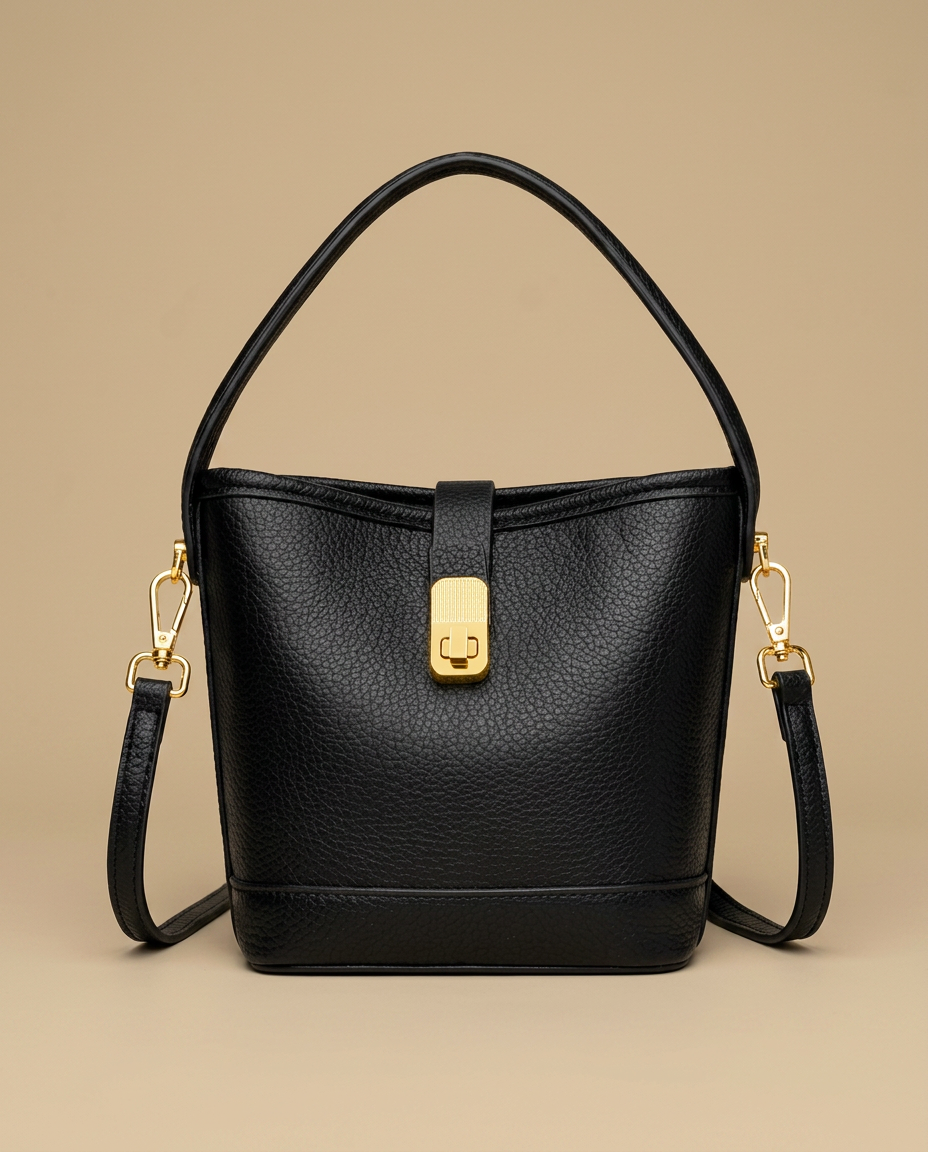 Shoulder Bag with Gold Clasp