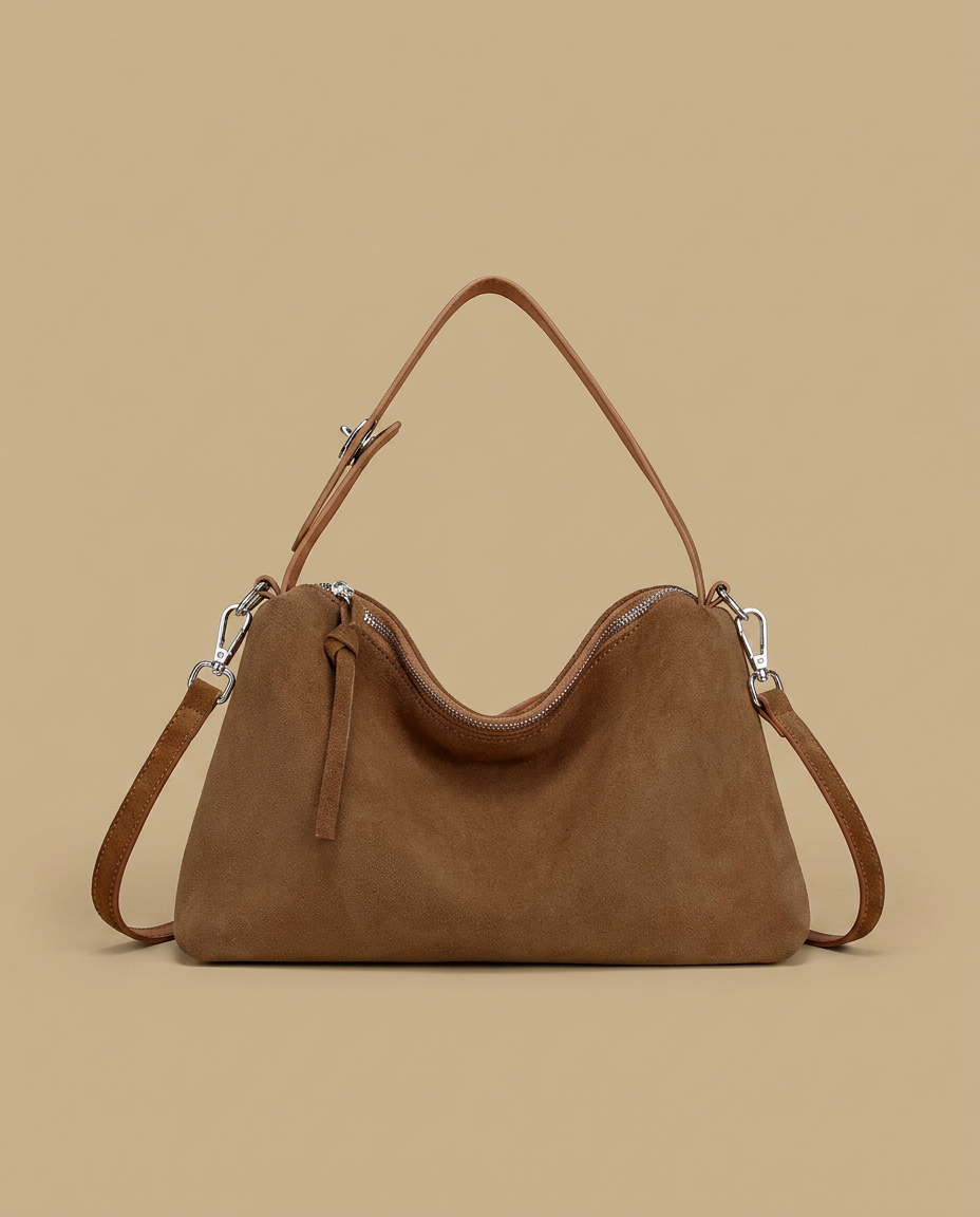 Genuine Suede Leather Tote Shoulder Bag