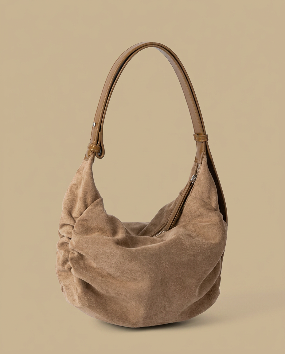 Hobo Bag with Suede Texture