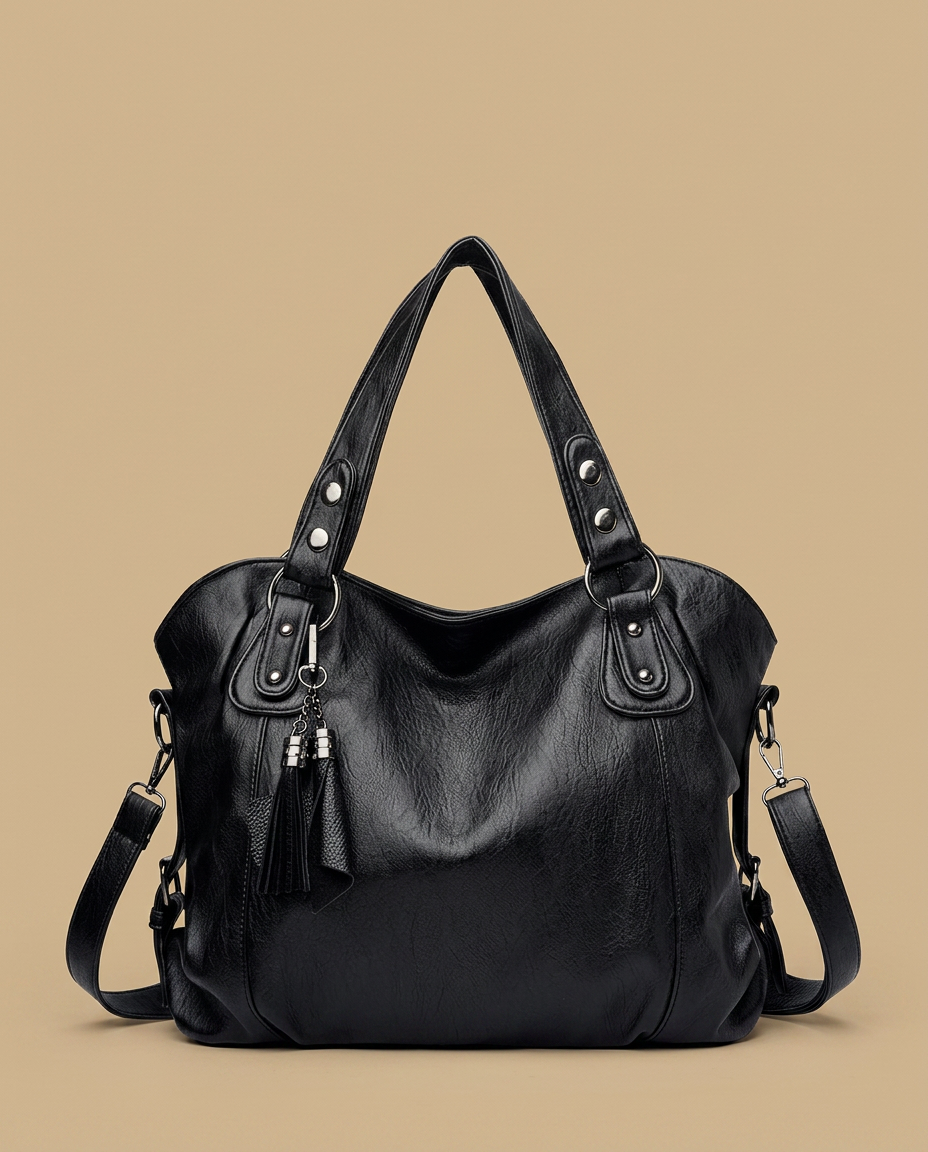 Tote Bag Women Studded Leather Tassel Handbag