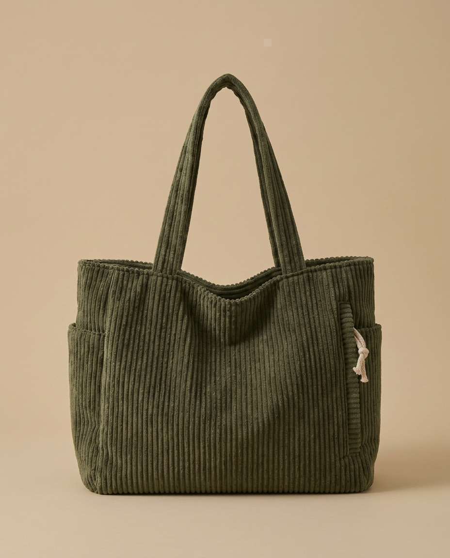 Tote Bag with Corduroy Texture