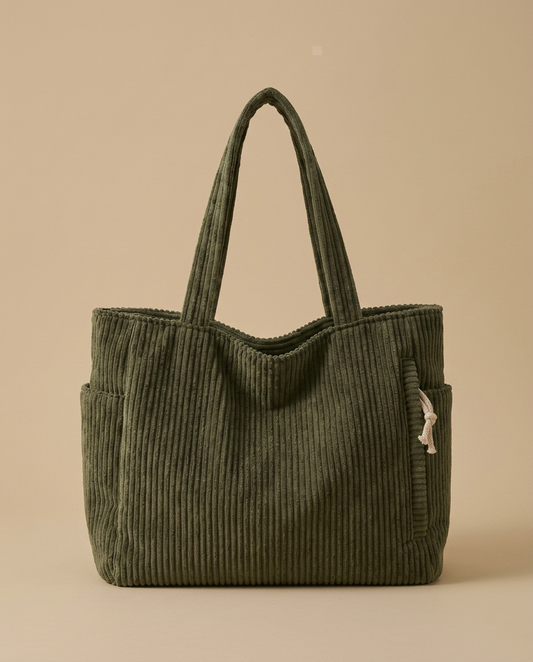 Tote Bag with Corduroy Texture