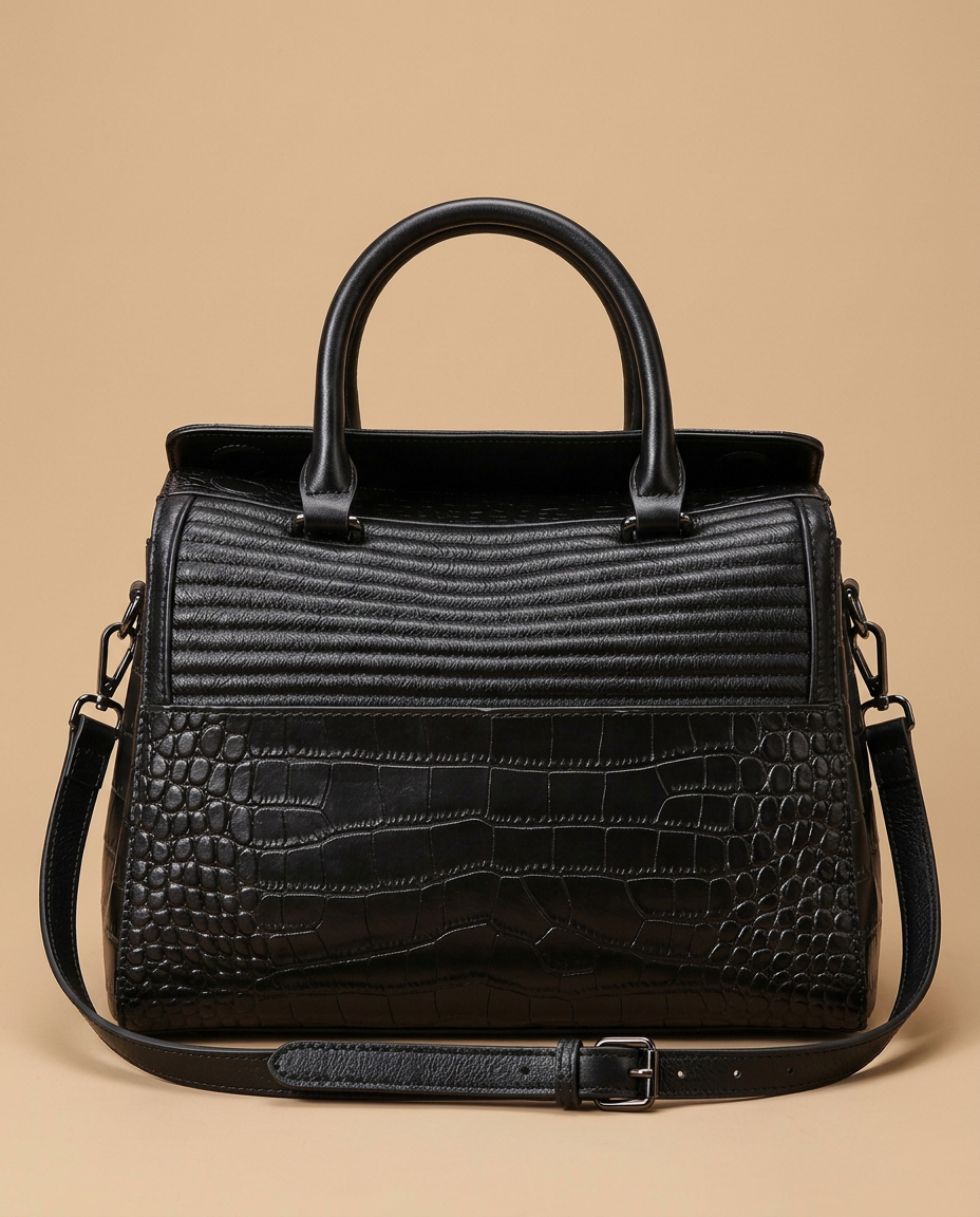 Shoulder Bag Croc Embossed Leather