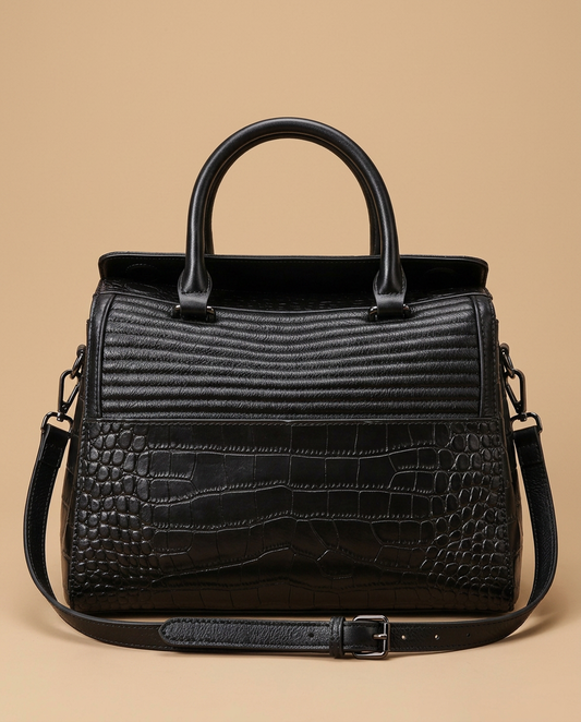 Shoulder Bag Croc Embossed Leather