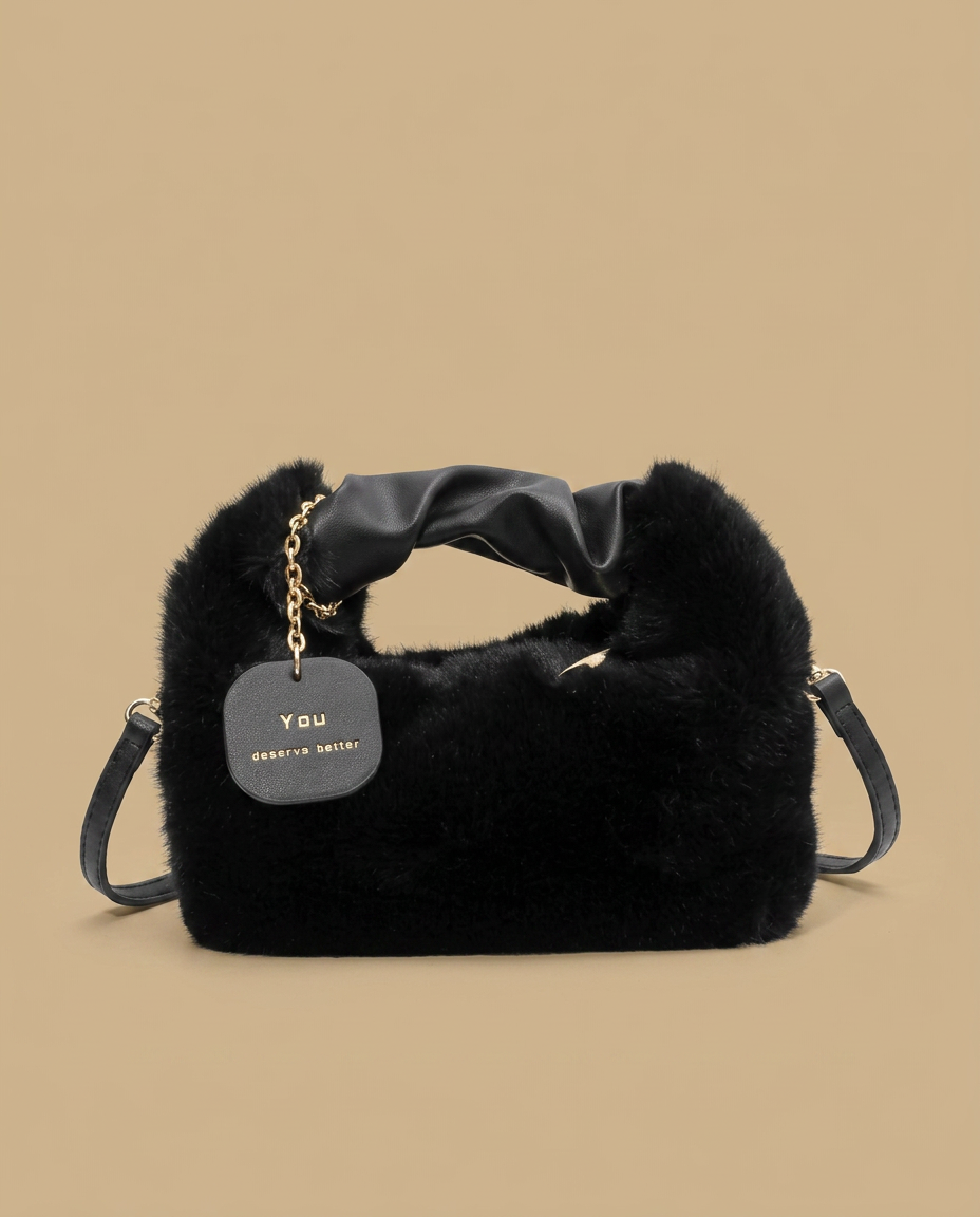 Shoulder Bag Faux Fur Handle