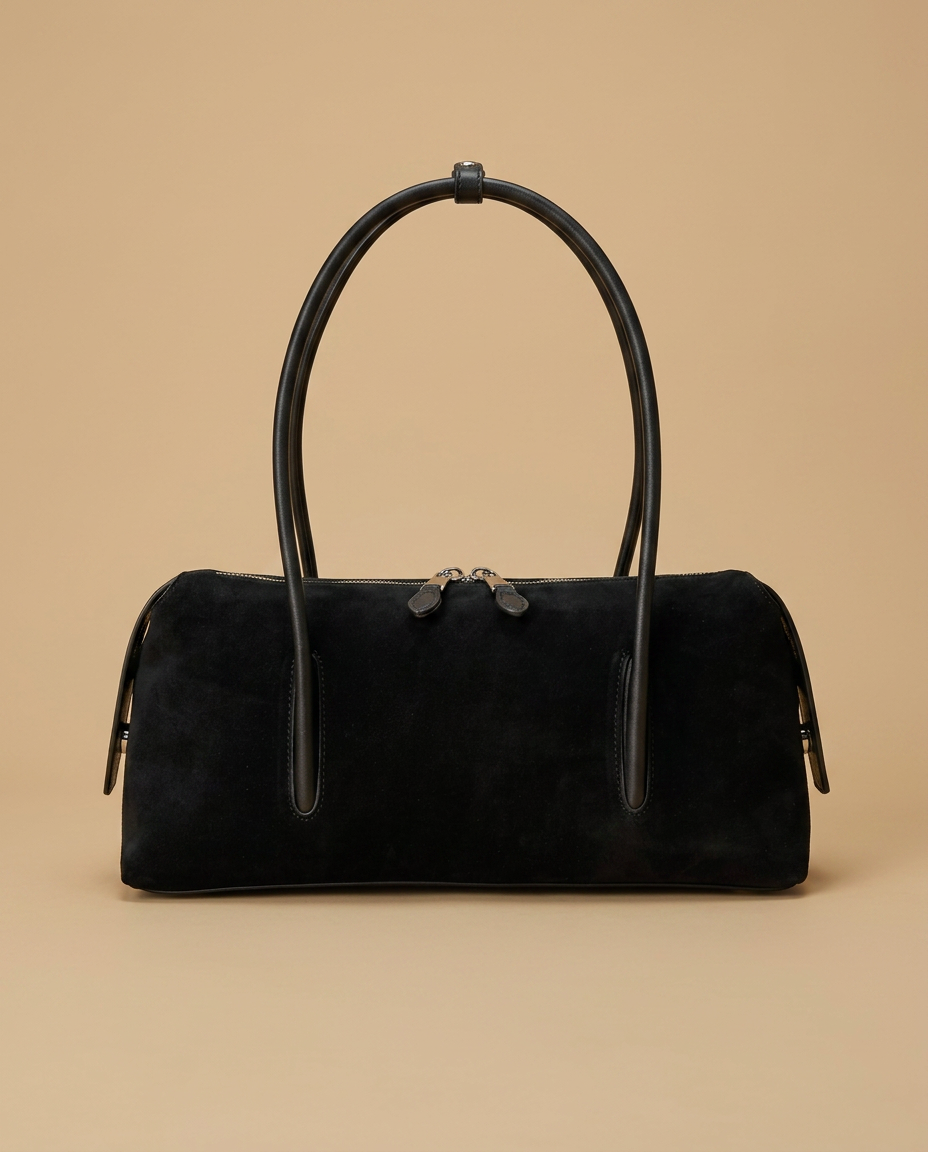 Shoulder Bag with Double Zipper