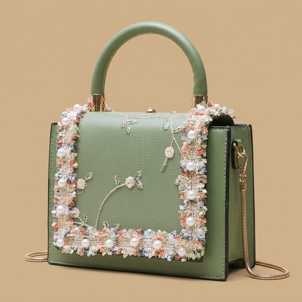 Crossbody Bag with Floral Lace