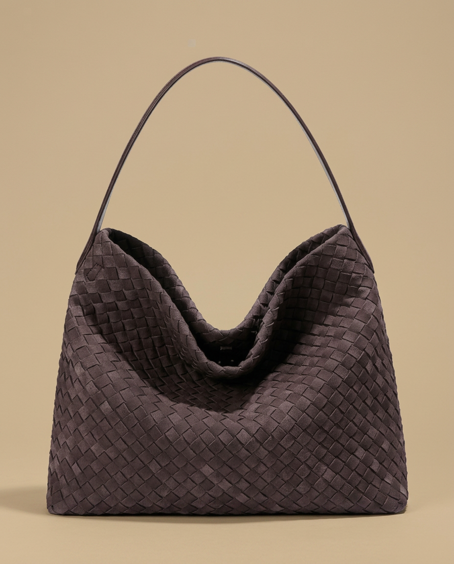 Hobo Bag Woven Suede Texture