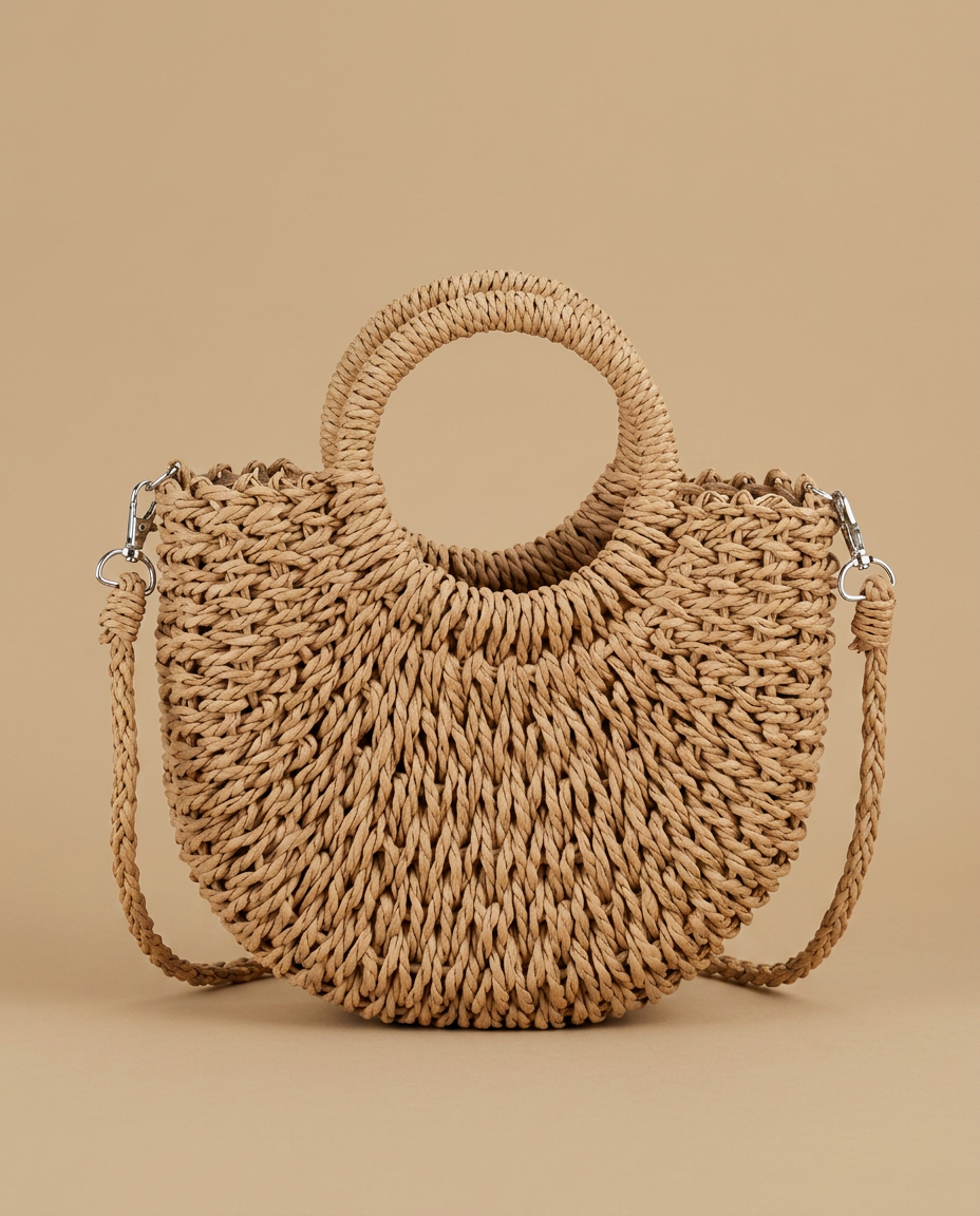 Crossbody Bag Woven Rattan Straw