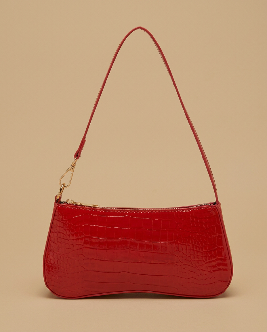 Shoulder Bag with Croc Texture