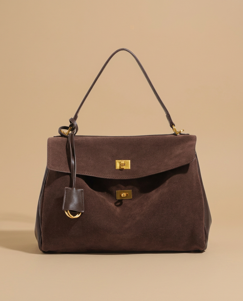 Shoulder Bag Women Suede Leather Work Handbag