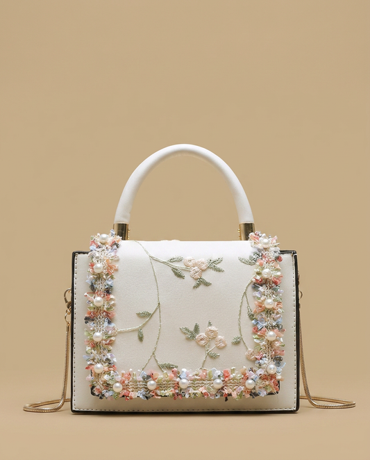Crossbody Bag with Floral Lace