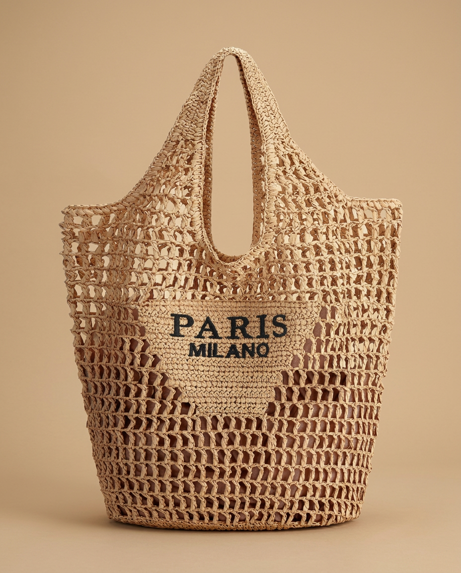 Tote Bag Woven Mesh Straw