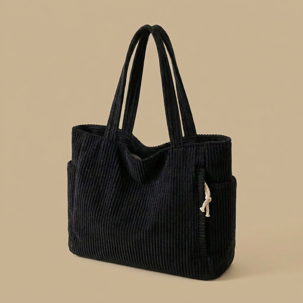 Tote Bag with Corduroy Texture