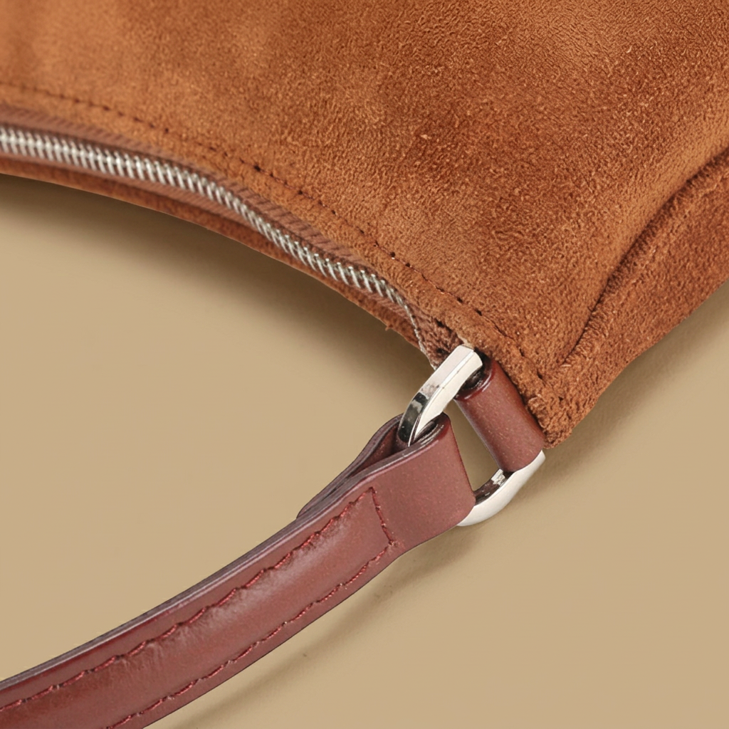 Shoulder Bag with Suede Finish
