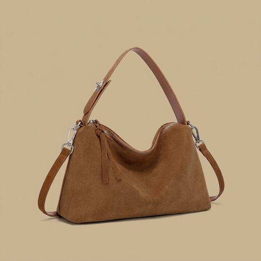 Genuine Suede Leather Tote Shoulder Bag