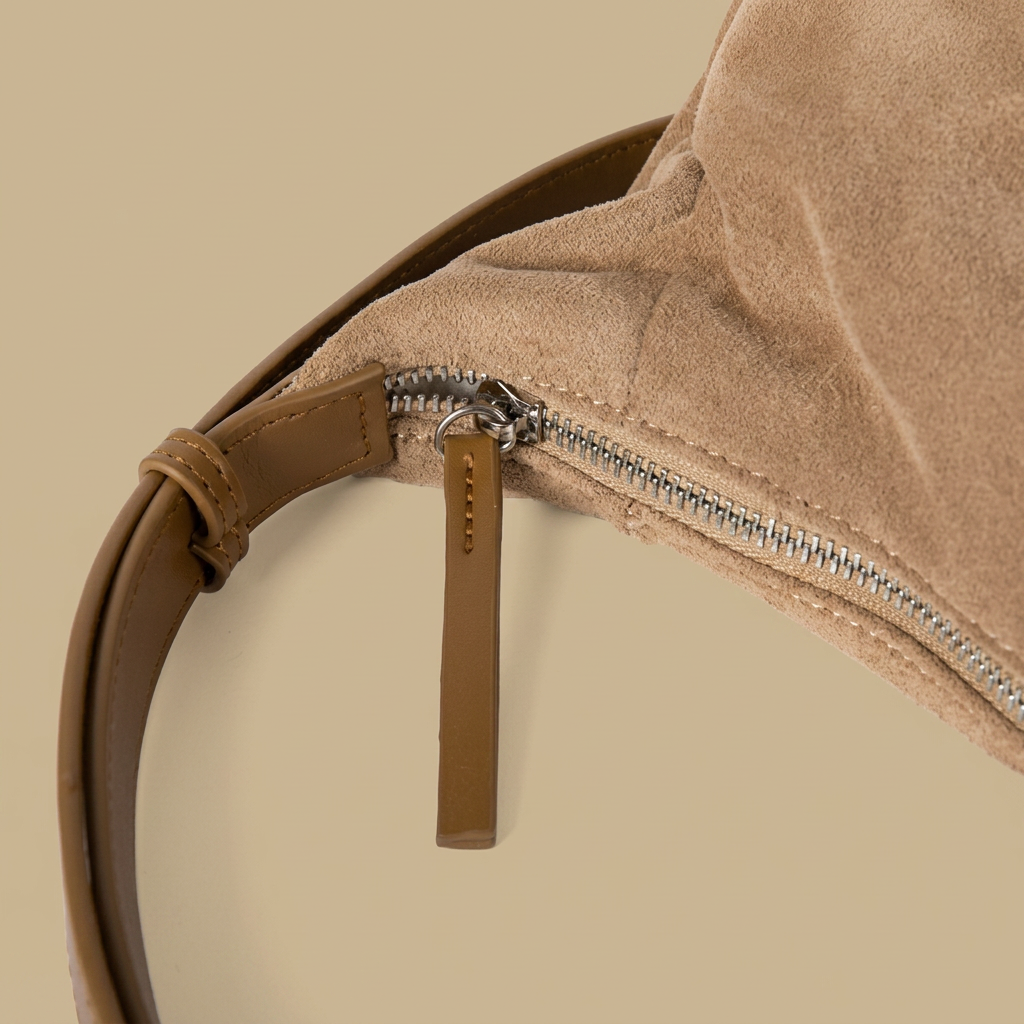Hobo Bag with Suede Texture