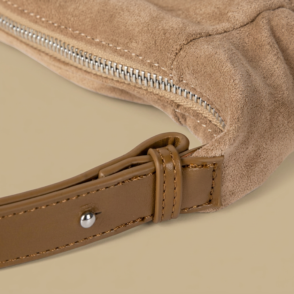 Hobo Bag with Suede Texture