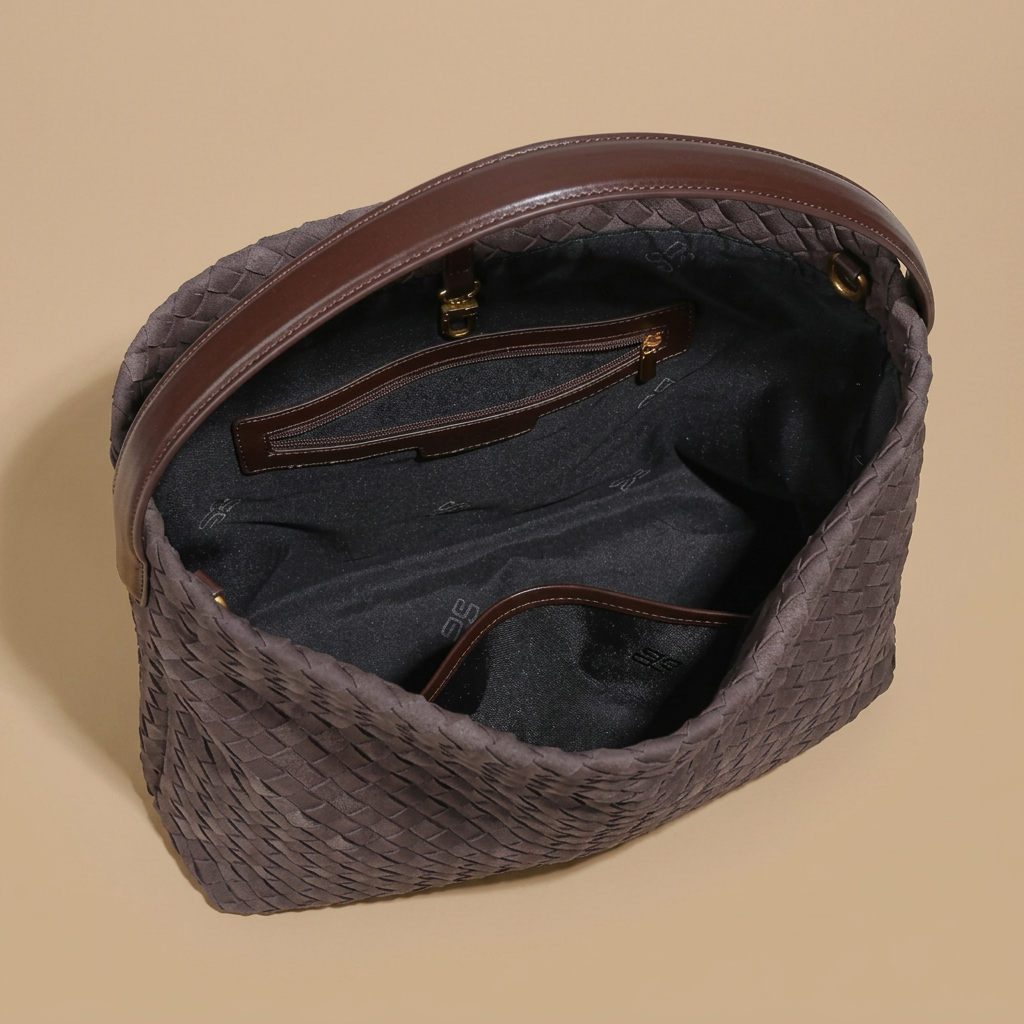 Hobo Bag Woven Suede Texture