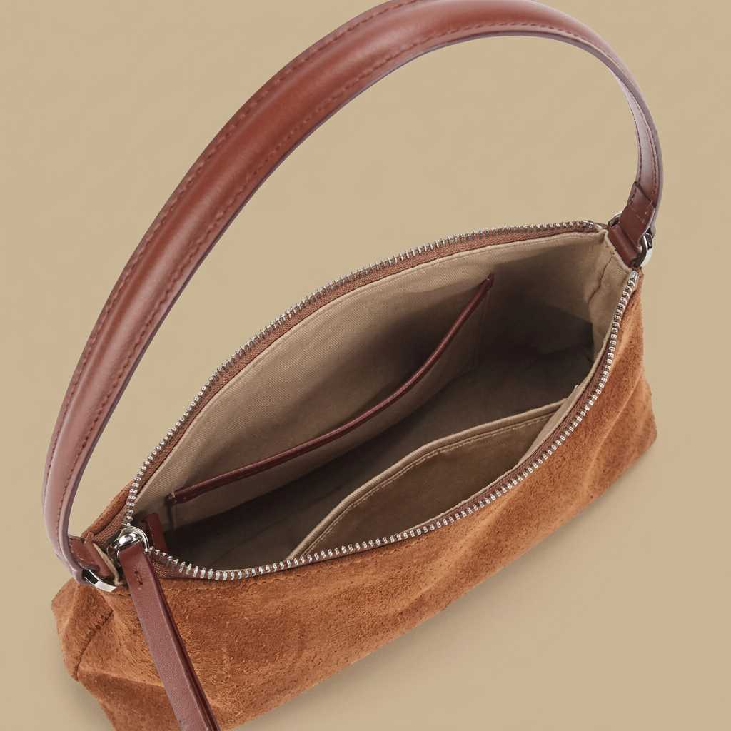Shoulder Bag with Suede Finish